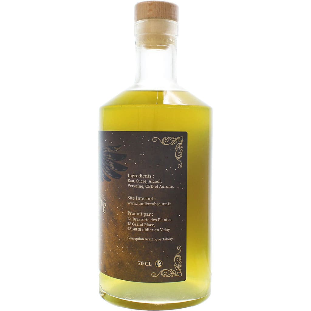 Liqueur artisanal Lumière Obscure : Verveine CBD Aurone par Brasserie des Plantes, France en 70cl
