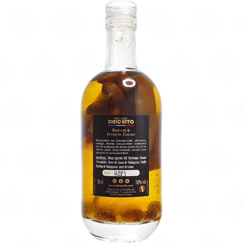 Rhum arrangé : Banane et Fève de Cacao préparé par Daiquito, France en 70cl