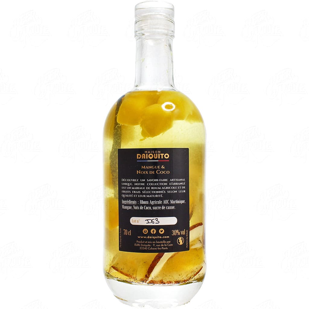Rhum arrangé : Mangue et Noix de Coco préparé par Daiquito, France en 70cl