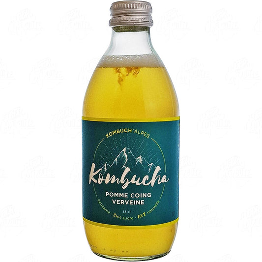Soft Kombucha Pomme Coing Verveine préparé par Kombuch'Alpes