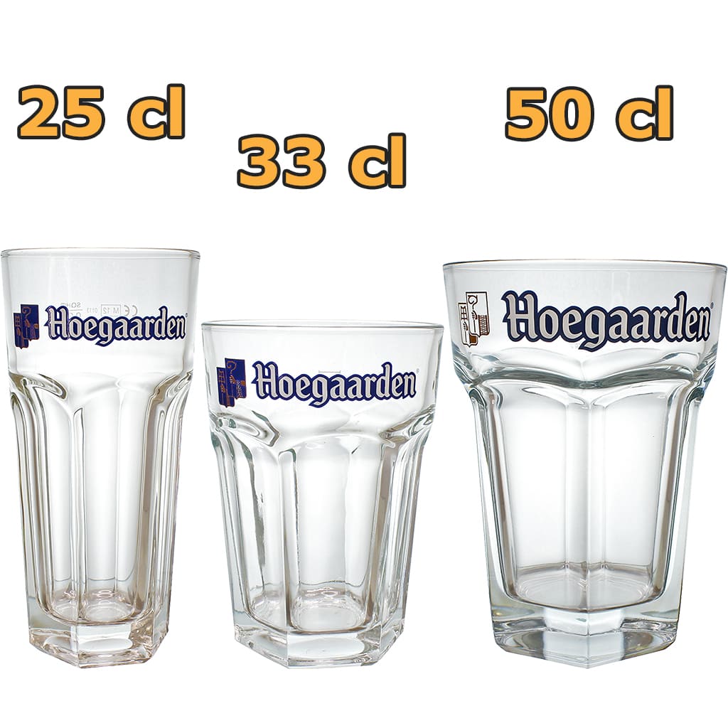 Verre à bière droit de la brasserie belge Hoegaarden - différentes tailles