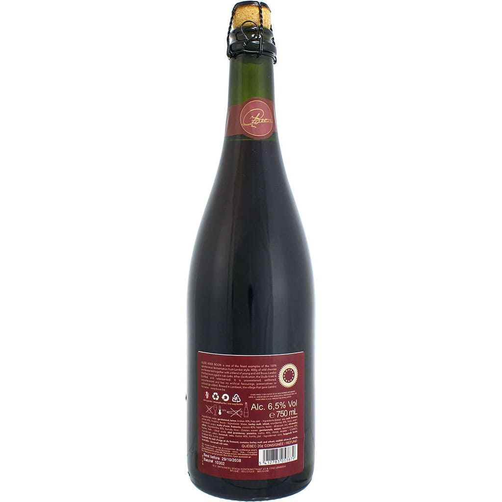 Bière Oude Kriek Boon brassée par Boon, BelgiqueBière Oude Kriek Boon brassée par Boon, Belgique en 75cl