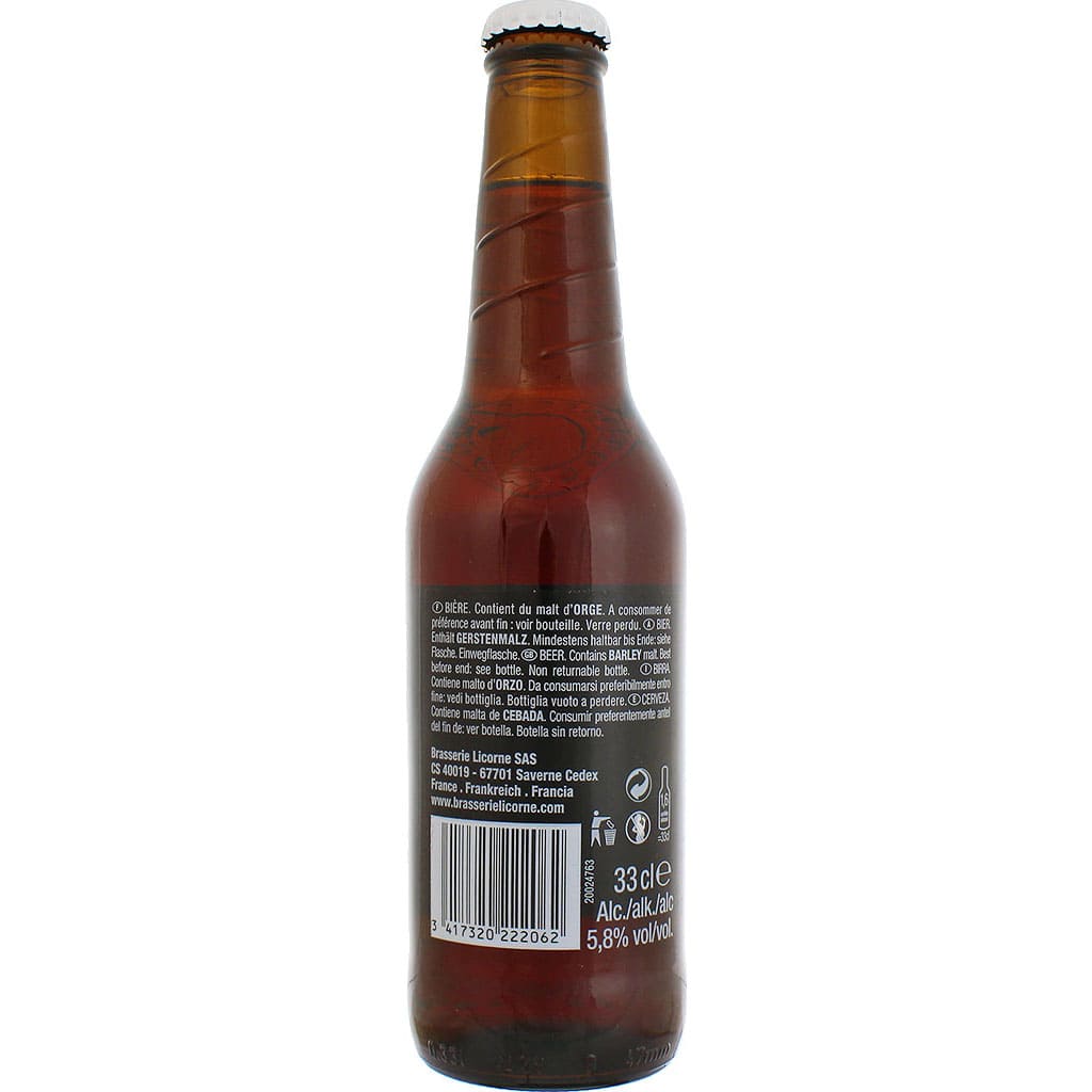 Bière Licorne Noël brassée par la brasserie française Licorne