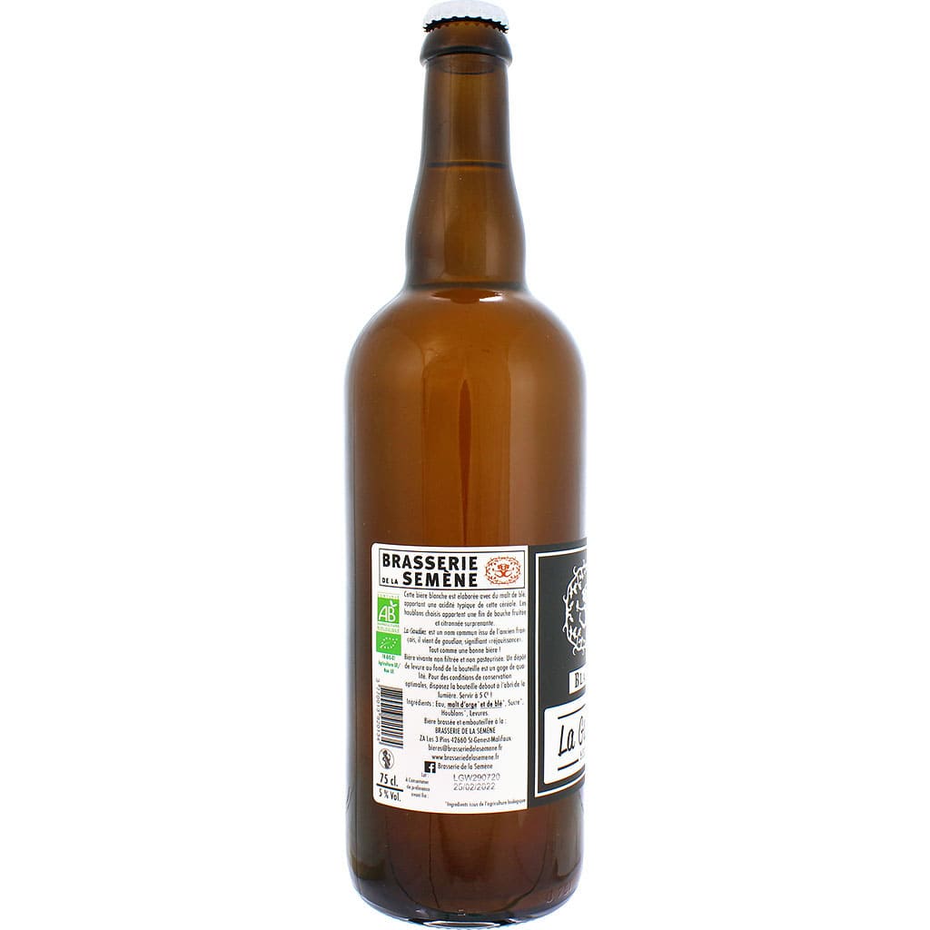 Bière La Gaudine Blanche brassée par la brasserie de la Semène à Saint Genest Malifaux