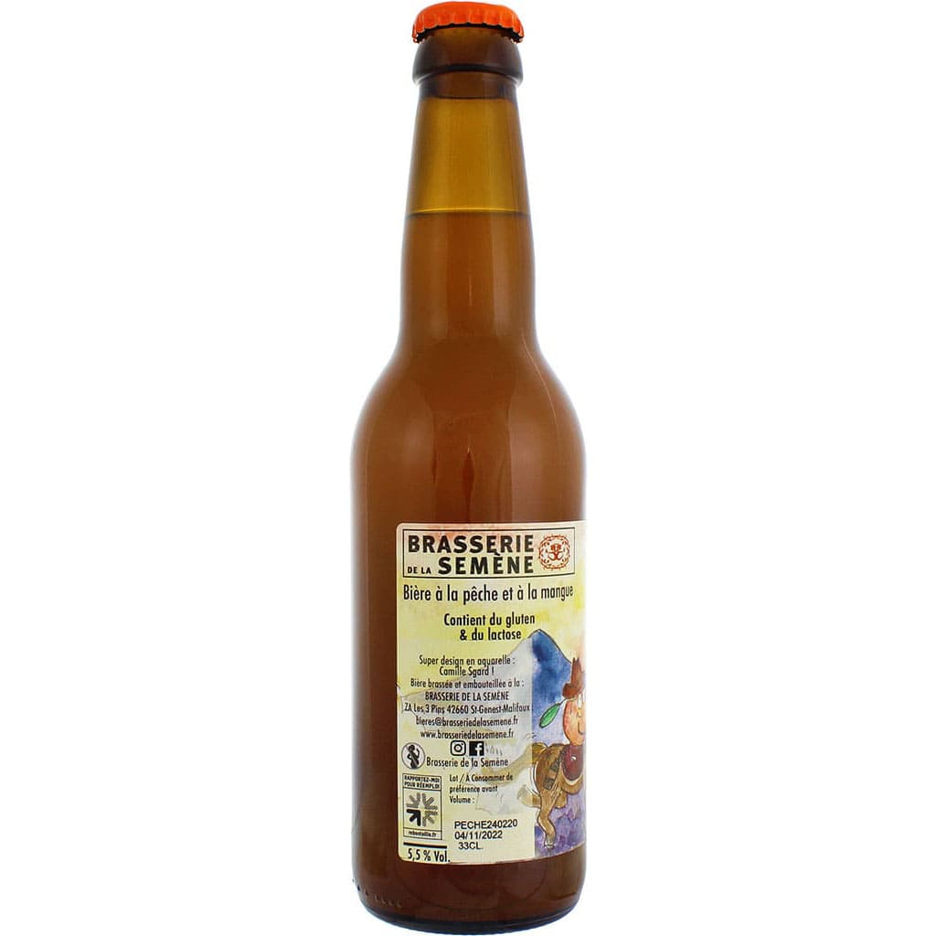 Bière Pêche Mangue brassée par la brasserie française de la Semène