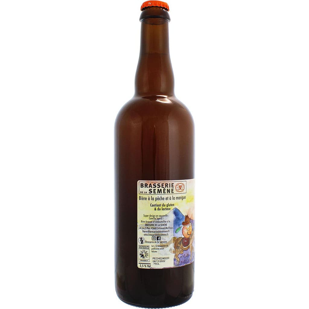 Bière Pêche Mangue brassée par la brasserie française de la Semène