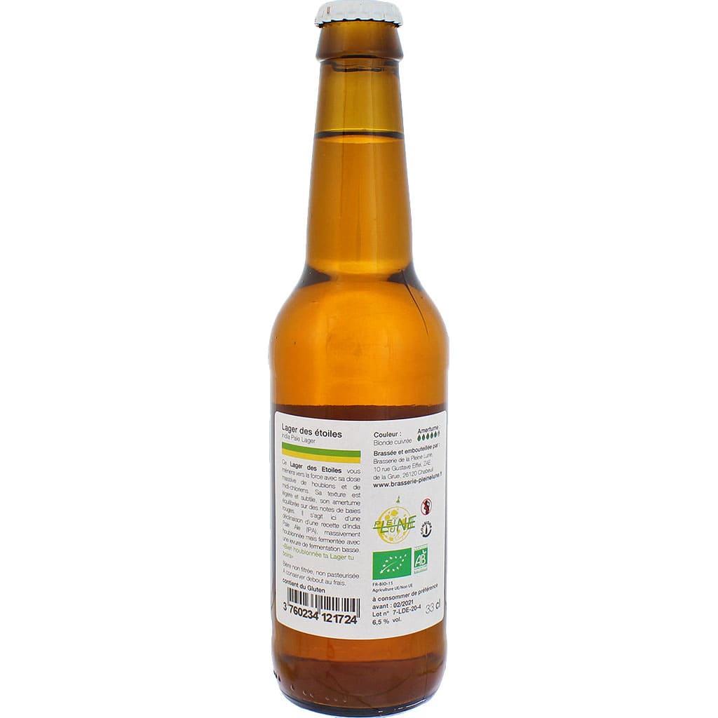 Bière Lager Des ètoiles brassée par la brasserie française de La Pleine Lune