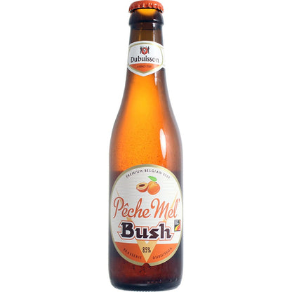 Bière Peche Mel Bush brassée par Dubuisson en Belgique